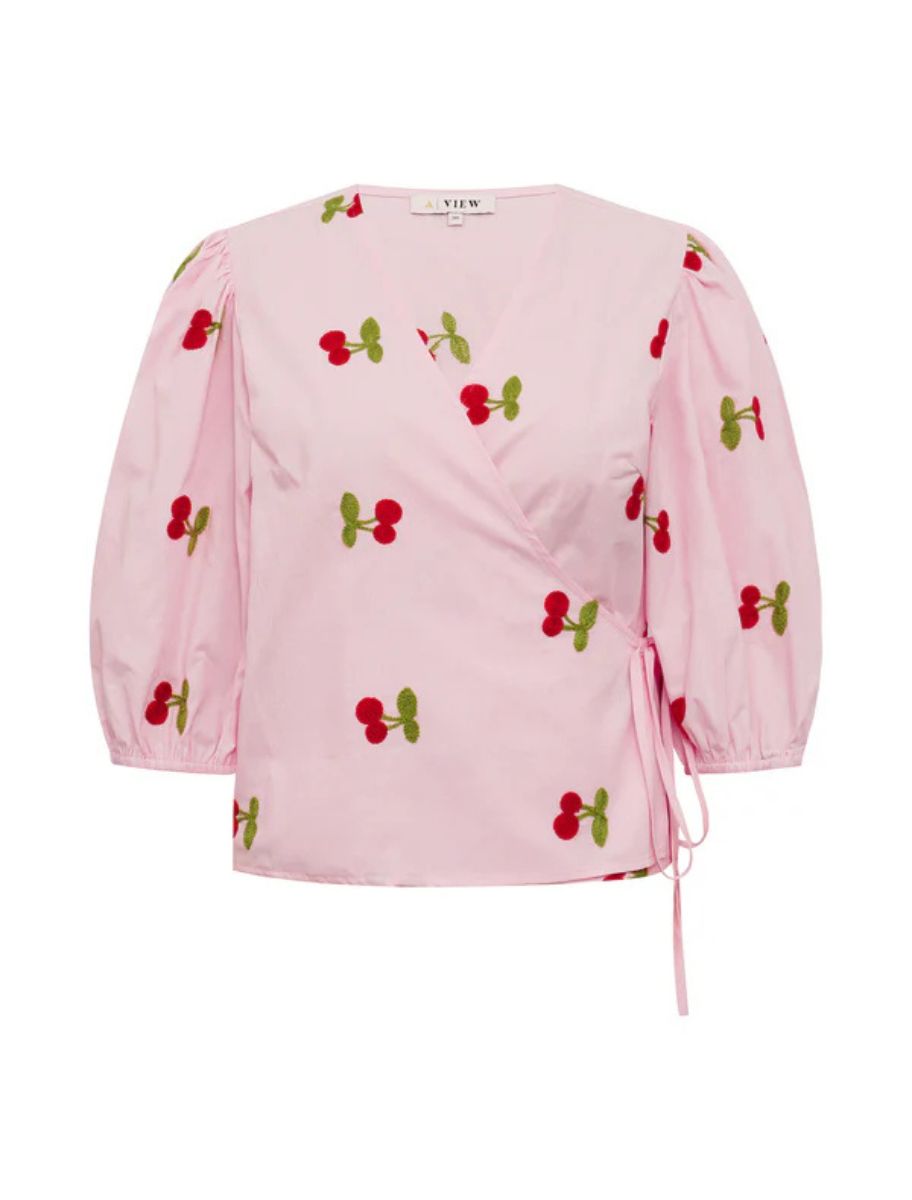 Wickelbluse mit Kirsch-Stickerei - Rebekka Fruit