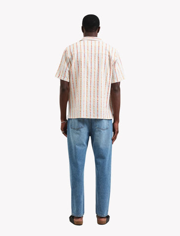 DIDCOT SS SHIRT | MULTI LOOM STRIPE | ECRU / ORANGE