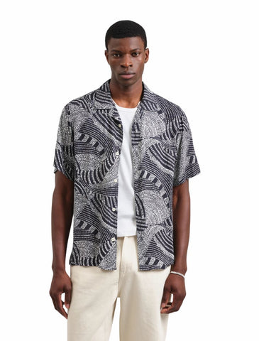 DIDCOT SS SHIRT | DOTTED SWIRL | NAVY / ECRU