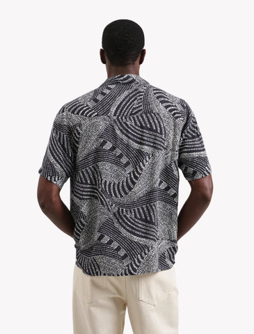 DIDCOT SS SHIRT | DOTTED SWIRL | NAVY / ECRU