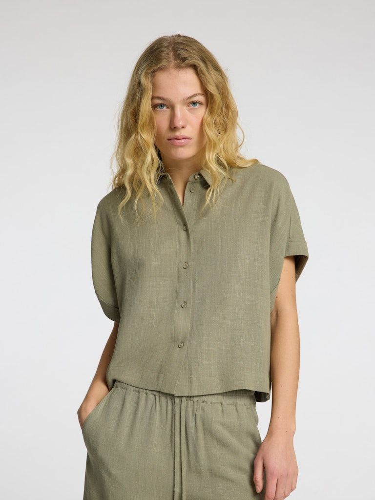Leinenmix cropped Bluse - VIVA