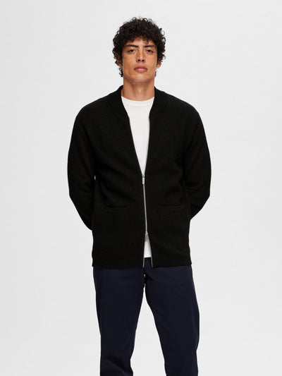 SLHREASON LS KNIT BOILED WOOL ZIP W